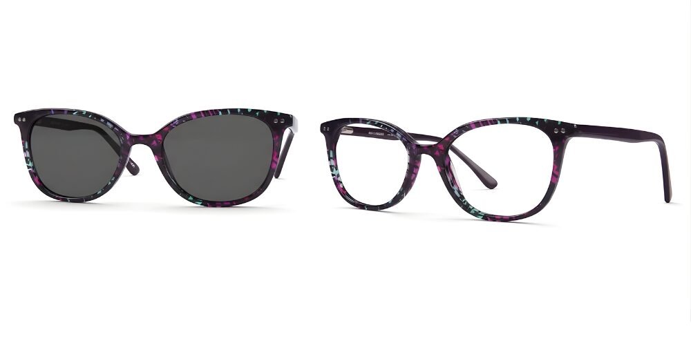 Retro 394 C2 Purple Optical Glasses + Retro 032 C2 Purple Sunglasses Bundle